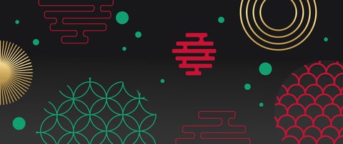 Colourful illustrations on a black background for Asian Heritage Month